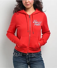 True Religion Crystal Wing Red Zip Hoodie