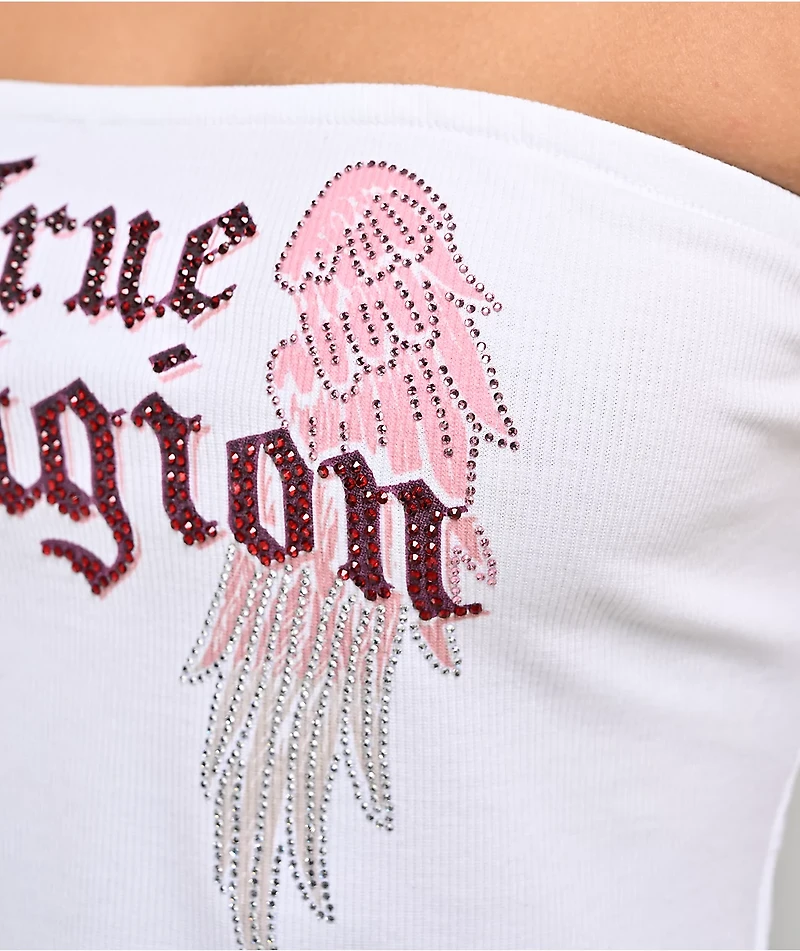 True Religion Crystal Wing White Tube Top