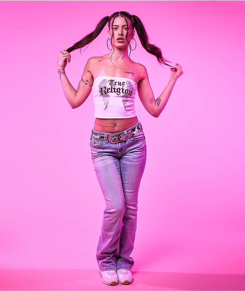 True Religion Crystal Wing White Tube Top