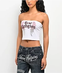 True Religion Crystal Wing White Tube Top