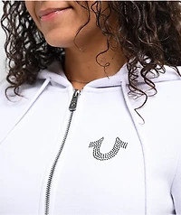 True Religion Crystal Wing White Zip Hoodie