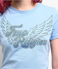 True Religion Crystal Wings Blue Crop T-Shirt