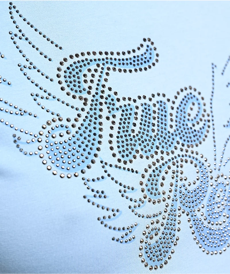 True Religion Crystal Wings Blue Crop T-Shirt