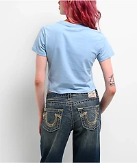 True Religion Crystal Wings Blue Crop T-Shirt