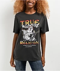 True Religion Distressed TR Logo Black Wash T-Shirt