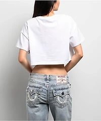 True Religion Embroidered Buddha White Crop T-Shirt