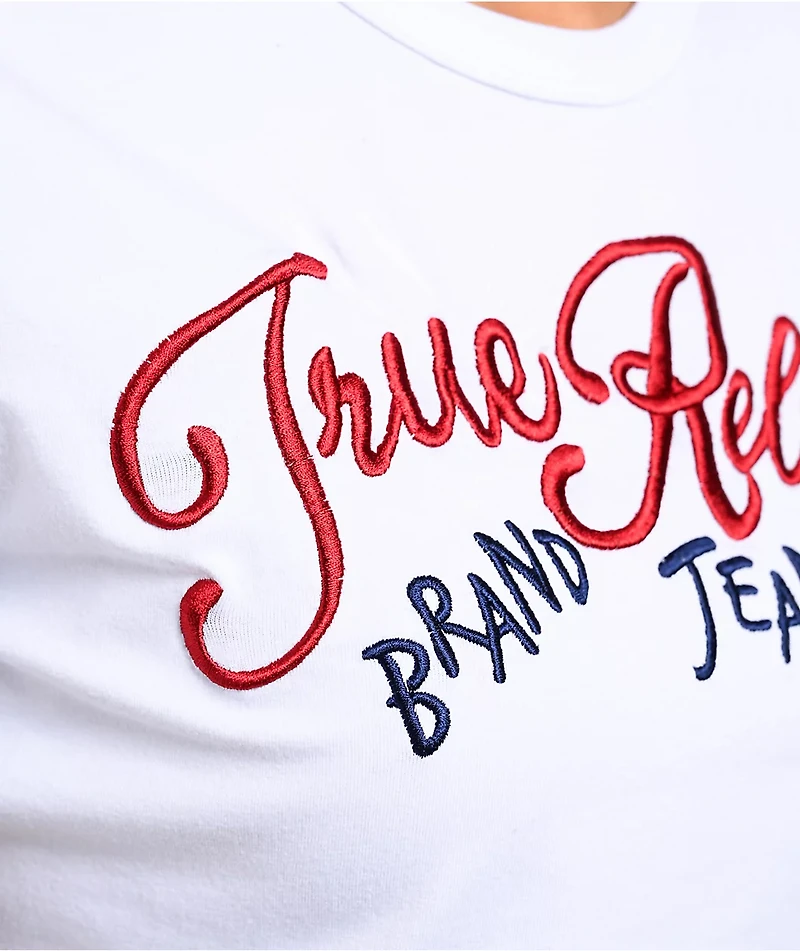 True Religion Embroidered Logo White Crop T-Shirt