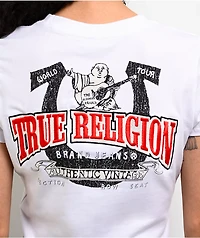 True Religion Embroidered Logo White Crop T-Shirt