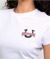 True Religion Embroidered Logo White Crop T-Shirt