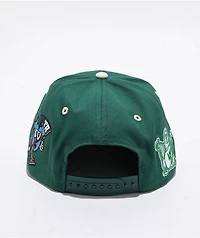 True Religion Embroidered Multi Logo Dark Jade Green Snapback Hat