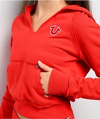 True Religion Embroidered Terry V Notch Scarlet Hoodie