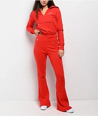 True Religion Embroidered Terry V Notch Scarlet Hoodie