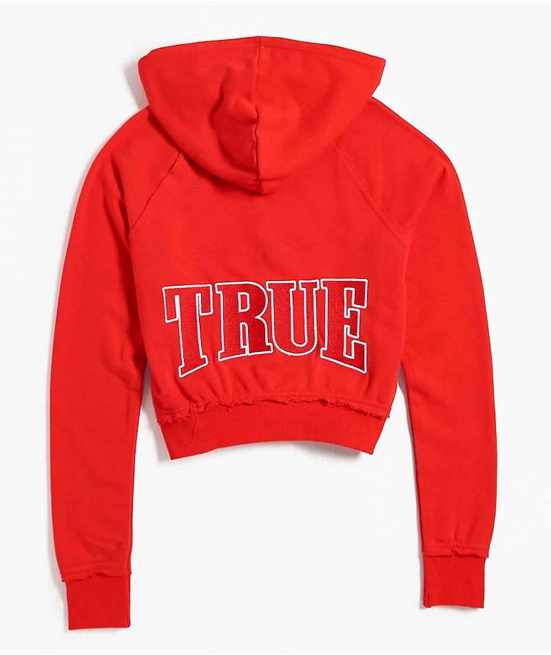 True Religion Embroidered Terry V Notch Scarlet Hoodie