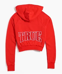 True Religion Embroidered Terry V Notch Scarlet Hoodie
