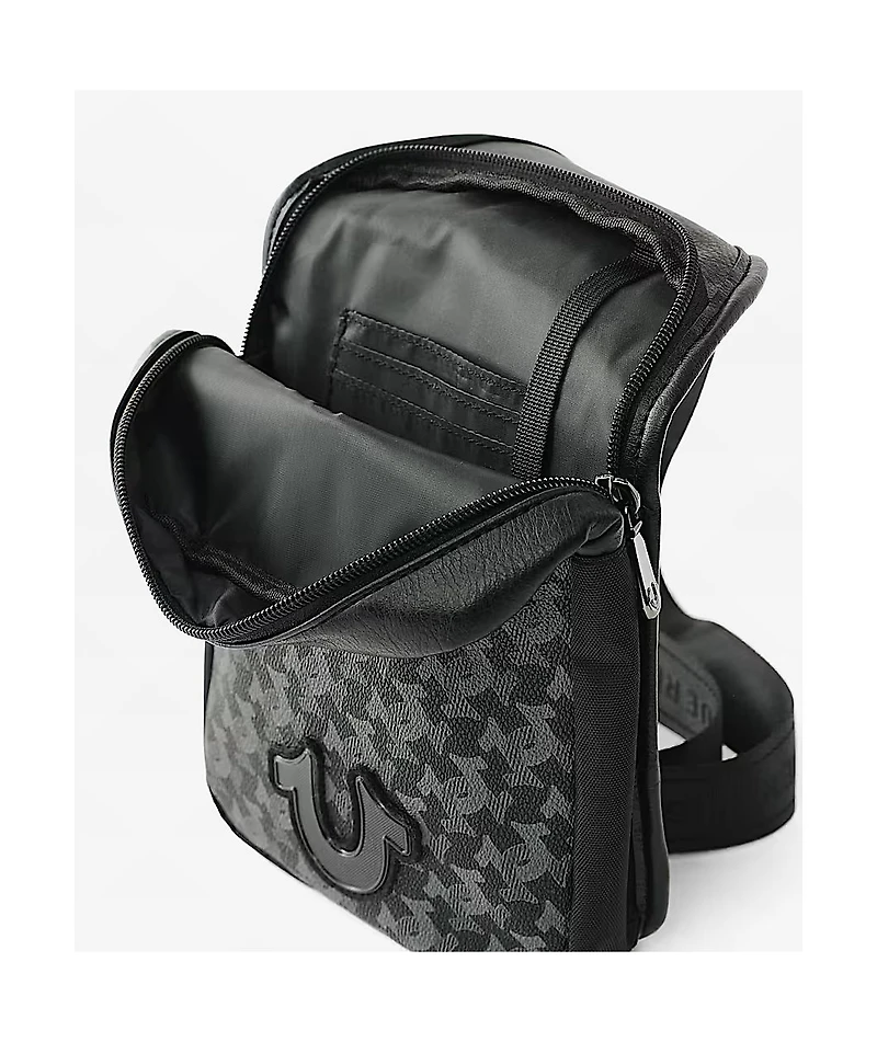 True Religion Farro Horseshoe Monogram Black Crossbody Bag