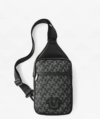 True Religion Farro Horseshoe Monogram Black Crossbody Bag