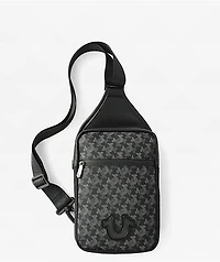 True Religion Farro Horseshoe Monogram Black Crossbody Bag