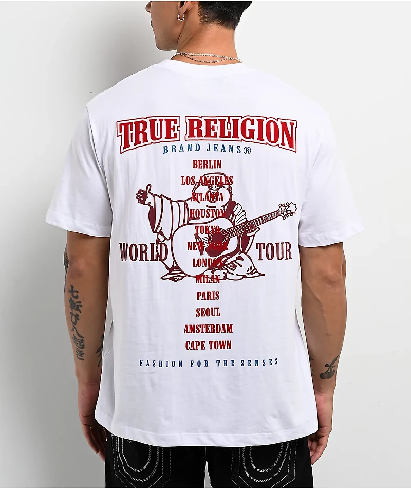True Religion Flocked World Tour White T-Shirt