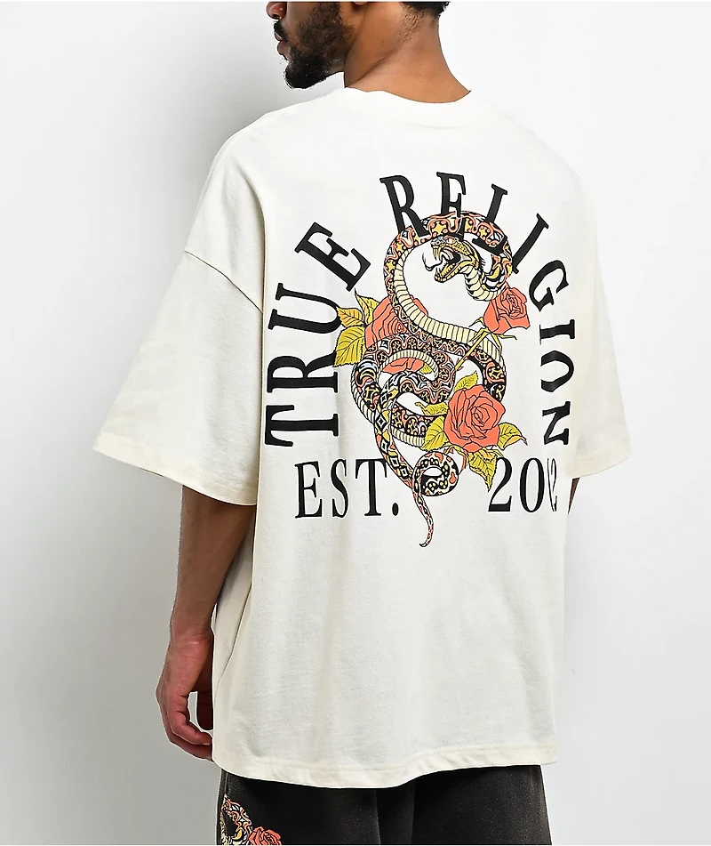True Religion Floral Snake Cream T-Shirt