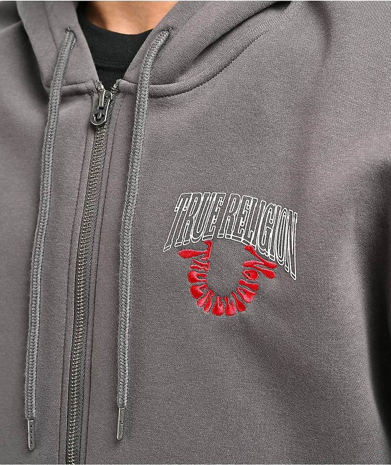 True Religion Groovy Buddha Grey Zip Hoodie