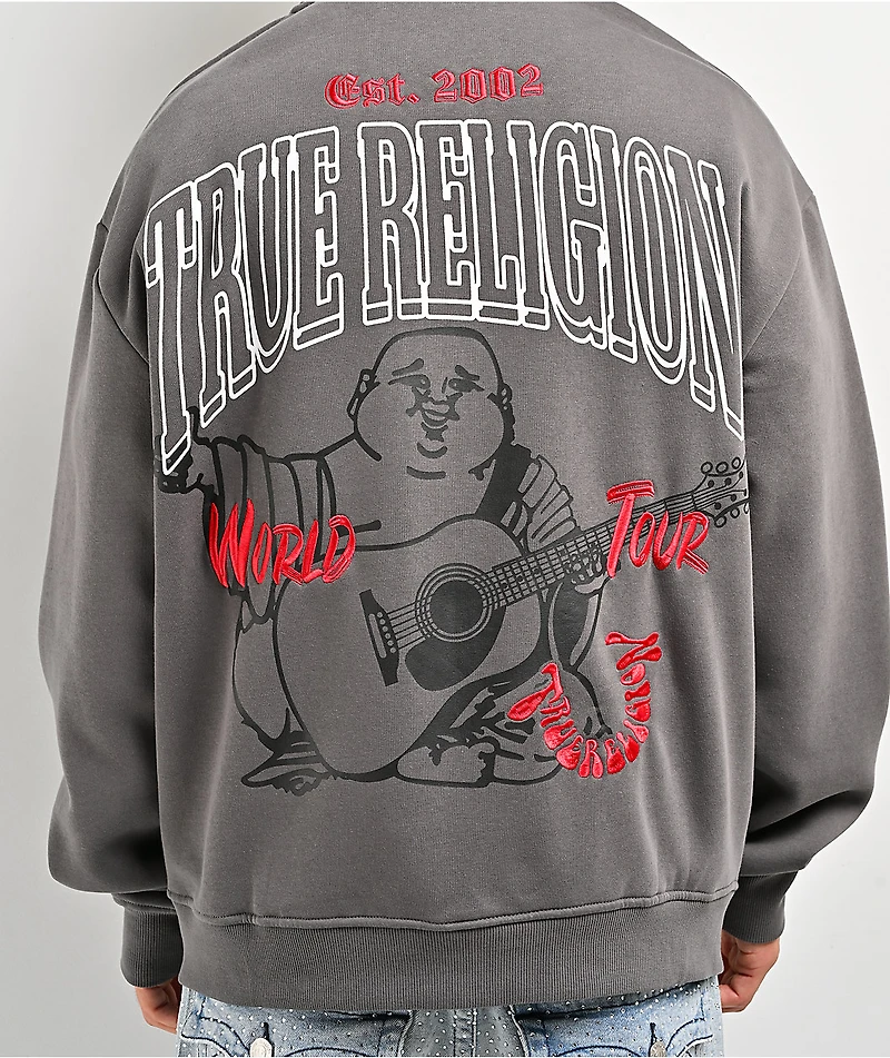 True Religion Groovy Buddha Grey Zip Hoodie