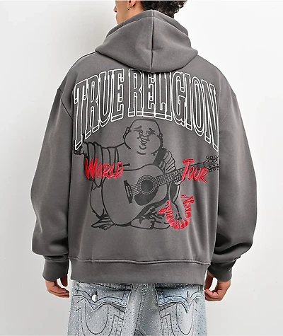 True Religion Groovy Buddha Grey Zip Hoodie