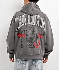 True Religion Groovy Buddha Grey Zip Hoodie