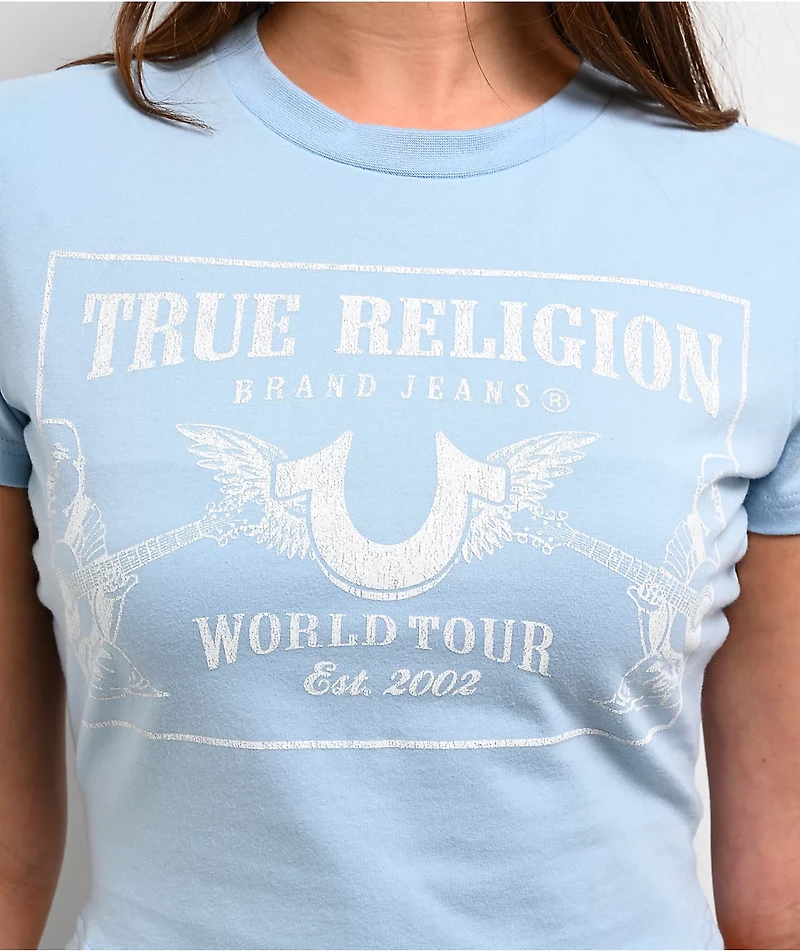 True Religion Heritage Light Blue Crop T-Shirt
