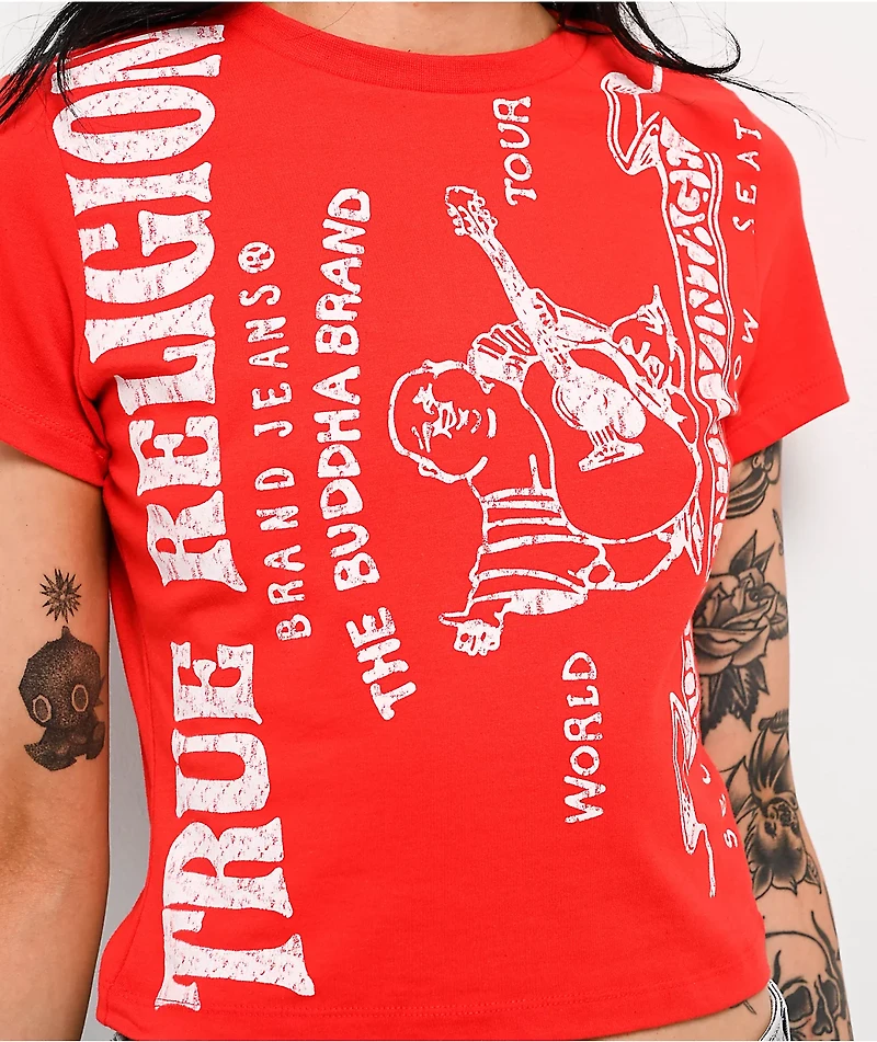 True Religion Heritage Logo Red Crop T-Shirt
