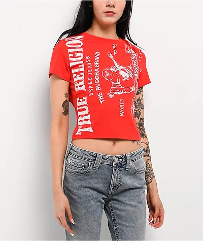 True Religion Heritage Logo Red Crop T-Shirt