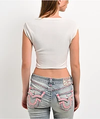 True Religion Heritage Notch Natural Crop T-Shirt