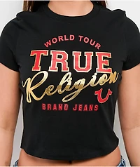 True Religion High Shine Black Crop T-Shirt