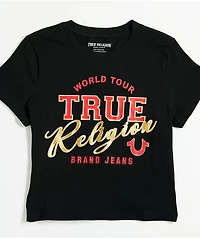 True Religion High Shine Black Crop T-Shirt