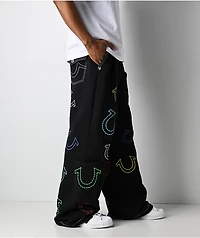 True Religion Horseshoe Big T Black Baggy Sweatpants