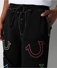True Religion Horseshoe Big T Black Baggy Sweatpants
