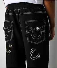 True Religion Horseshoe Big T Black Baggy Sweatpants