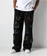 True Religion Horseshoe Big T Black Baggy Sweatpants