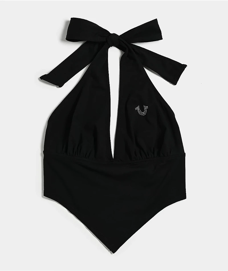 True Religion Horseshoe Black Bandeau Halter Top