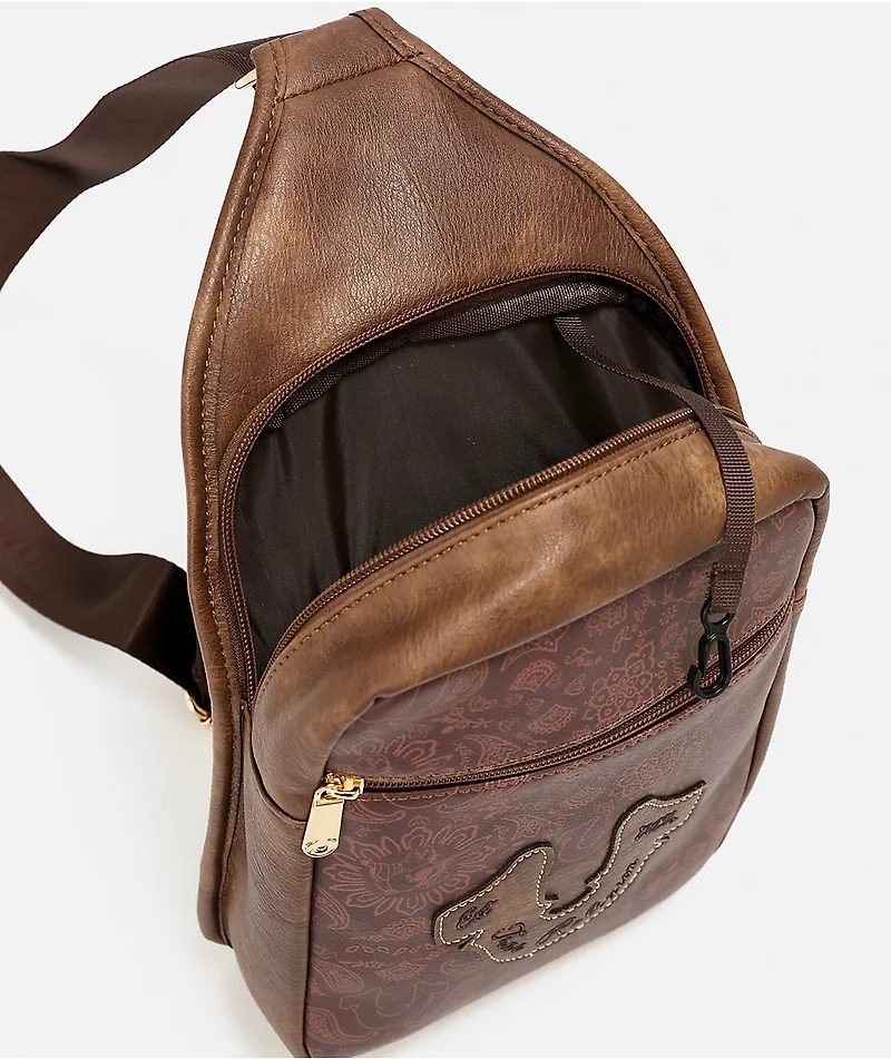 True Religion Horseshoe Brown Crossbody Bag