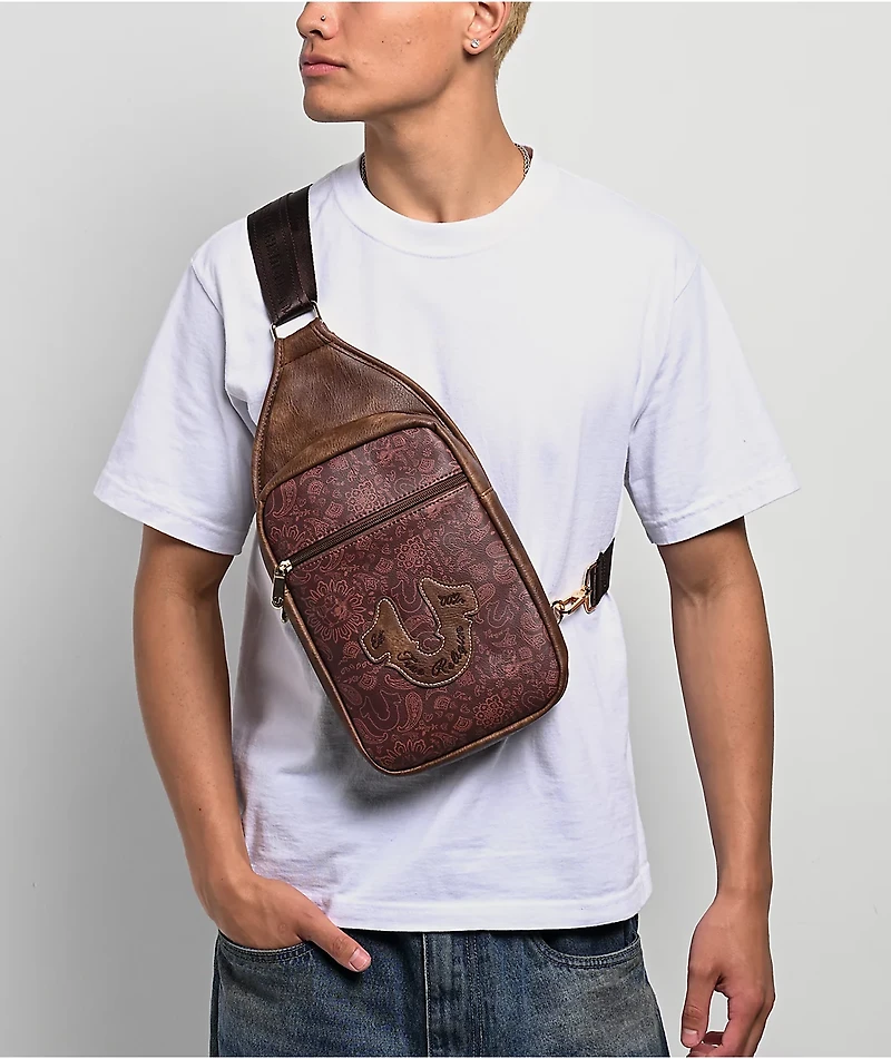 True Religion Horseshoe Brown Crossbody Bag