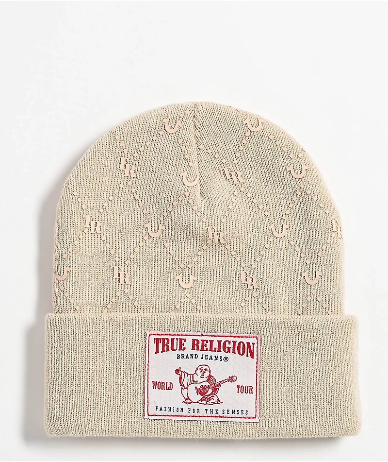 True Religion Horseshoe Monogram Winter White Beanie
