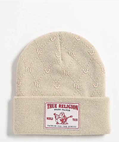 True Religion Horseshoe Monogram Winter White Beanie