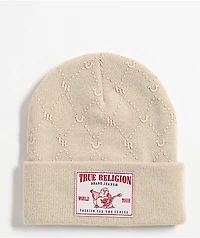 True Religion Horseshoe Monogram Winter White Beanie