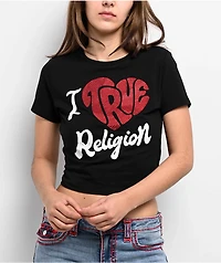 True Religion I Love TR Black Crop T-Shirt