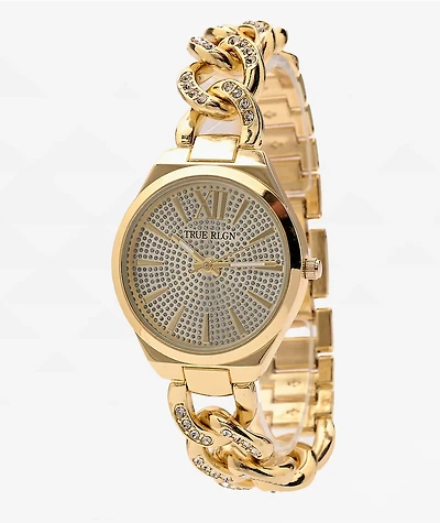True Religion Iced Link Gold Analog Watch