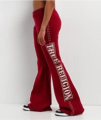 True Religion Jacquard Rhubarb Red Wide Leg Sweatpants