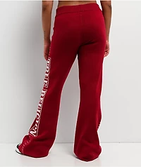 True Religion Jacquard Rhubarb Red Wide Leg Sweatpants