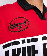 True Religion Jersey Knit Red Oversized Polo Shirt