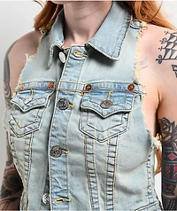 True Religion Jimmy Frayed La Jolla Crop Vest