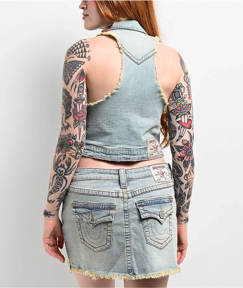 True Religion Jimmy Frayed La Jolla Crop Vest